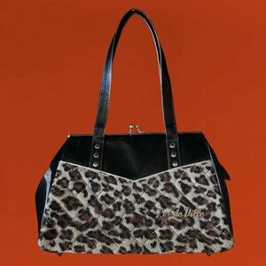 X SOLD X Lux de Ville Leopard Kiss Lock Bag